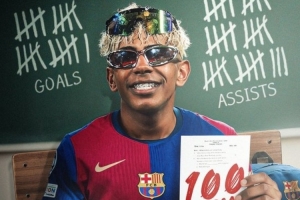 开云体育下载-巴萨百场里程碑！BR海报祝贺亚马尔：21 球、33 助攻、三座奖杯