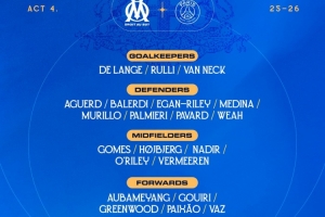 开云体育下载-马赛对阵巴黎名单：格林伍德、奥巴梅扬、帕瓦尔、霍伊别尔在列